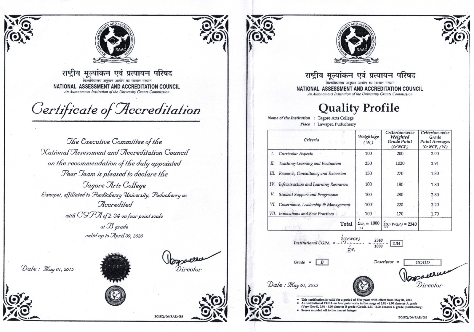 CERTIFICATE OF ACCREDITATION - 2015